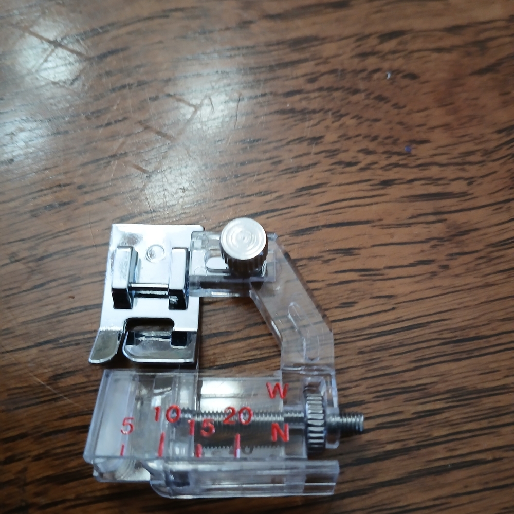 Clear Adjustable Sewing Presser Foot - Transparent Plastic with Red Markings